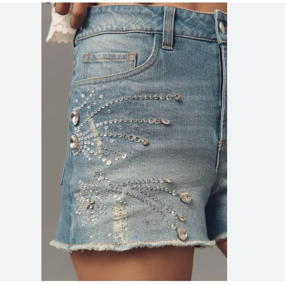 Pilcro Jewel-Encrusted Jean Shorts – Size 27 – NWT - Picture 3 of 10